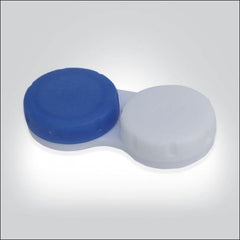 a blue toilet sitting on top of a white surface