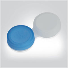 a blue toilet sitting on top of a white counter